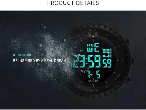Vista 4 de Relojes digitales para hombre, de lujo, impermeables, modernos, con fecha, LED, cronógrafo, electrónicos, 1237