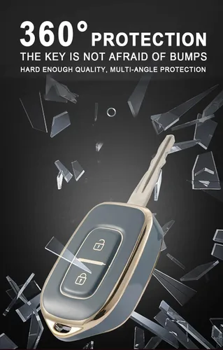 Vista 3 de KUNIO Funda para llavero de automóvil compatible con Renault para Duster Negro