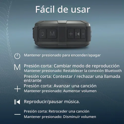 Vista 7 de MANTO Altavoz Bluetooth, altavoz Bluetooth portátil de ducha Bluetooth IPX5, sonido estéreo, compatible con tarjeta micro SD para el hogar, fiesta