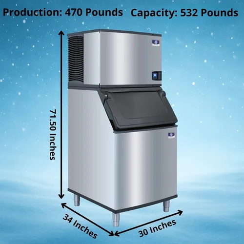 Vista 3 de Manitowoc IDT0450A-161 Indigo NXT Máquina para hacer hielo de dados completos refrigerados por aire de 30 pulgadas con contenedor de almacenamiento