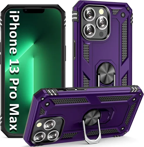 Vista 23 de ADDIT Funda para iPhone 13 Mini iPhone 13 Mini, con soporte de anillo, soporte magnético para automóvil, grado militar, resistente, para iPhone 13