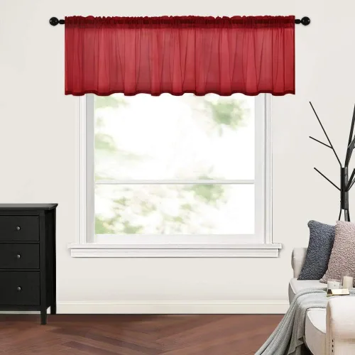 Vista 10 de MIULEE Cortina Transparente de Cocina Blanca Sólida con Cenefa de Aspecto de Lino para Ventana, Cenefa de Gasa Transparente para Ventanas de Sala