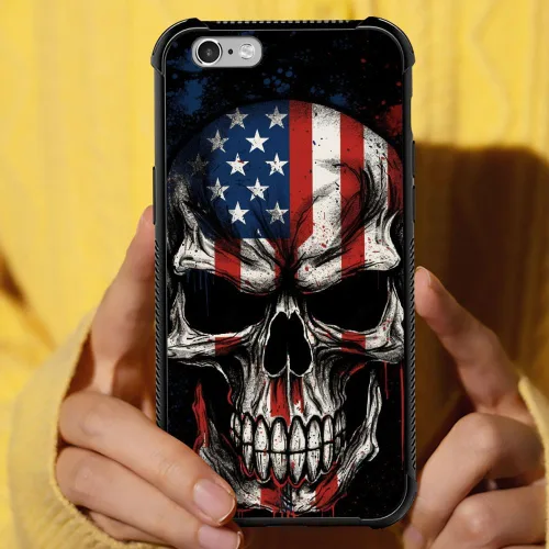 Vista 108 de Funda compatible con iPhone 8, a prueba de golpes, antiarañazos, bandera de ciervos de cola blanca de grano de madera estadounidense