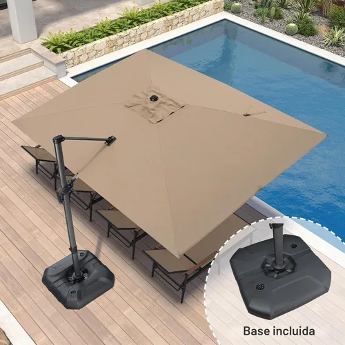 Vista 686 de PURPLE LEAF Paraguas al aire libre con base 8' x 8' protección solar verde Manzana Verde (Apple Green)