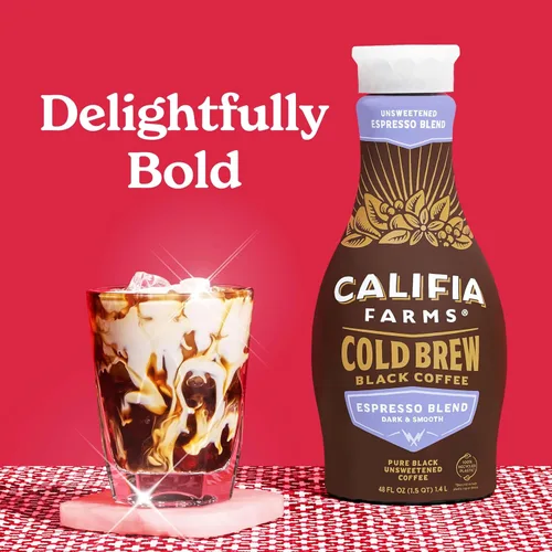 Vista 3 de Califia Farms - Café frío puro de mezcla de espresso negro, 48 onzas, 100% arábica, a base de plantas, vegano, sin gluten, sin OMG, sin azúcar, café