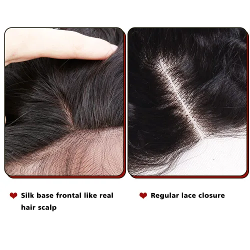 Vista 2 de Un donante de grado superior 13x4 base de seda cierre frontal de encaje cabello humano con cabello de bebé ondulado brasileño virgen cierre de pelo