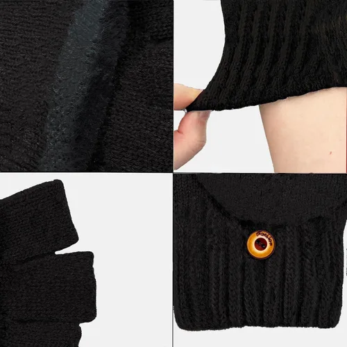 Vista 72 de Beurlike Guantes de invierno para mujer, de lana cálida, a prueba de viento, convertibles, sin dedos