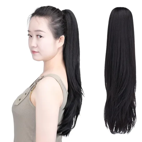 Vista 21 de SYXLCYGG Auburn Clip Cola de caballo Clip Cola de caballo Extensión de cola de caballo ondulado 10 pulgadas 3.5 oz pelo sintético falso pieza