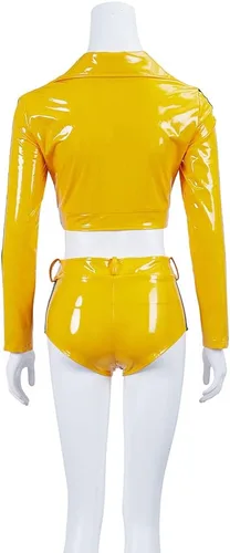 Vista 4 de LoliMiss Disfraz de Kill Bill para mujer, Beatrix Kiddo The Bride Cosplay Battle Suit Halloween