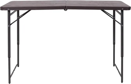 Vista 6 de Flash Furniture Mesa de entrenamiento plegable de plástico blanco granito de 6 pies, Metal, Marrón