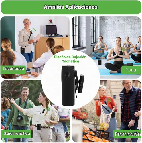 Vista 6 de AURTEC Amplificador de voz con micrófono de solapa inalámbrico magnético, amplificador portátil con micrófono inalámbrico de 2.4G, compatible