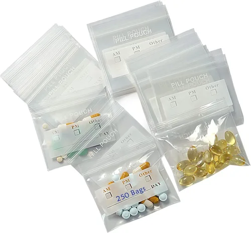 Vista 9 de 125 Paquetes de Bolsas Resistentes para Pastillas de 6 Mil Sin BPA, Bolsa para Pastillas de 3 x 2.75 Pulgadas con Etiqueta Escribible, Sello