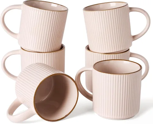 Vista 52 de famiware Juego de 4 tazas de café de 12 onzas, tazas de cerámica con asa Negro (Star-Black)