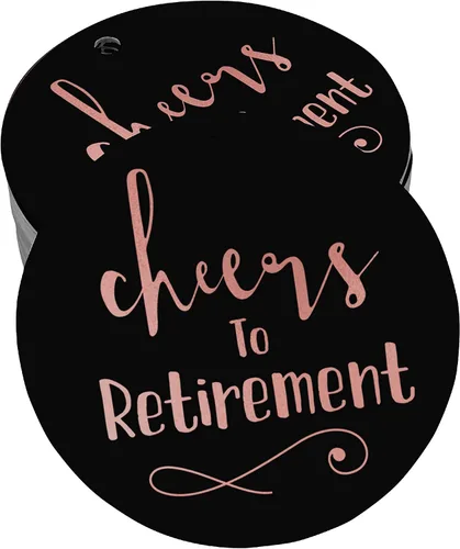 Vista 32 de Etiquetas de papel para colgar con texto en inglés "Cheers to Retirement Wall" (50 unidades)