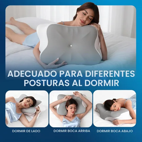 Vista 2 de Almohada cervical para el dolor de cuello, espuma viscoelástica ergonómica para personas que duermen de lado y espalda