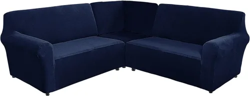 Vista 9 de YOPOIY Fundas de terciopelo para sofá esquinero, 3 piezas, en forma de L, alta elasticidad, suave y lavable a máquina, protector de muebles