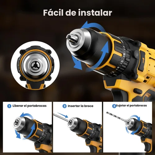 Vista 5 de Taladro de Martillo Inalámbrico Compatible con Batería Dewalt 20V MAX (Sin Batería) Taladro Sin Escobillas de 20V, Taladro Inalámbrico de 1/2