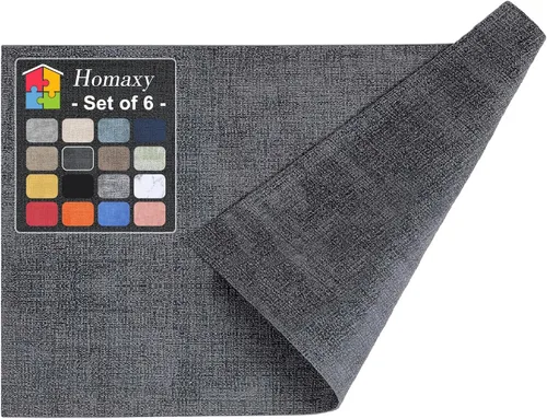 Vista 82 de Homaxy Juego de 4 manteles individuales de piel sintética resistentes al calor para mesa de comedor, impermeables, lavables, lavables, manteles