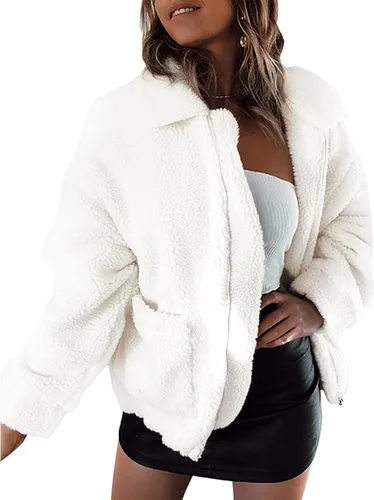Vista 30 de PRETTYGARDEN - Chaqueta de forro polar Sherpa de gran tamaño para mujer Negro