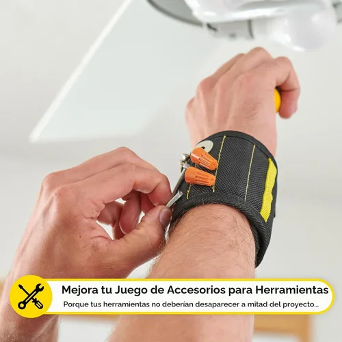 Vista 7 de Pulsera magnética MagSnap de Wrap-It Storage - Gris grafito - Gran regalo para papá cinturón de herramientas y soporte de tornillo Gris