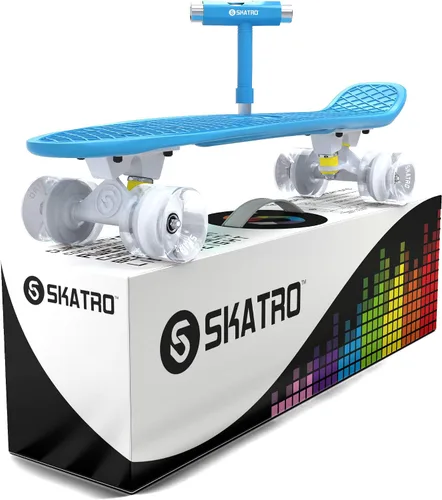 Vista 8 de Skatro - Monopatín modelo mini cruiser. Tablero de plástico de estilo retro de 22 x 6 pulgadas.Viene completo.