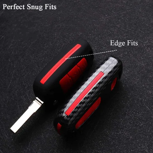 Vista 6 de SANRILY para Audi A3 Funda para Llavero 2017 2018, Fibra de carbono patrón rojo (Carbon Fiber Pattern-Red)