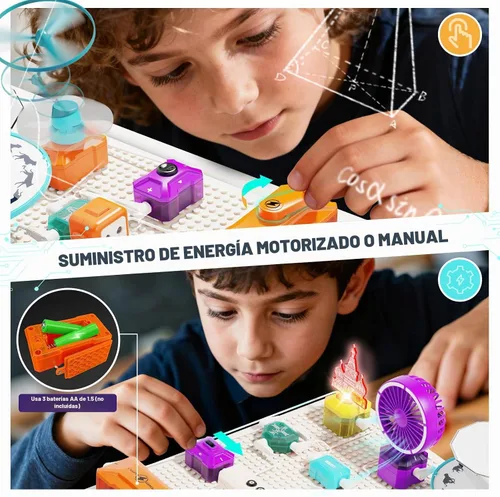Vista 3 de VATOS Circuito científico para niños de 6 a 12 años, kit de construcción electrónica de 68 piezas con más de 450 proyectos STEM, imágenes
