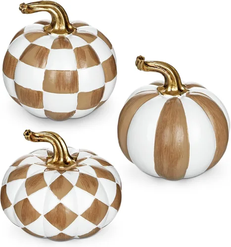 Vista 9 de Briful - Racimo de calabaza de maíz de resina, decoración de otoño de una Calabaza adjunta 3 en 1
