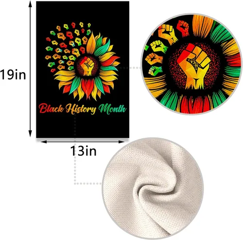 Vista 5 de Nepnuser Bandera de jardín del mes de la historia negra, decoración de festival de doble cara afroamericana, decoración para patio delantero
