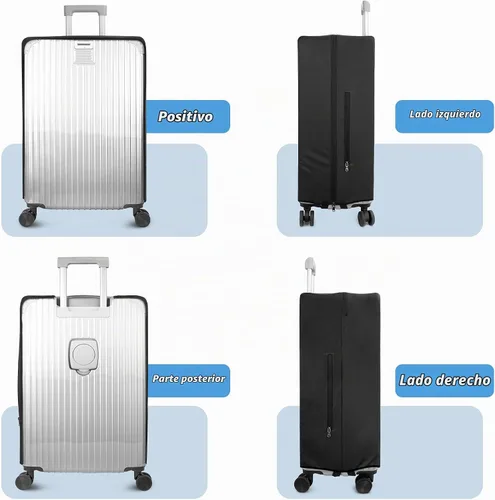 Vista 8 de Funda Transparente de PVC para Maleta, No Requiere Desmontaje Protector de Equipaje Claro Funda para Maleta Negro
