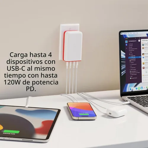 Vista 6 de Twelve South PlugBug - Bloque de cargador USB-C de 120W, hub de bloque de carga rápida de 4 puertos para iPhone, iPad, MacBook y más
