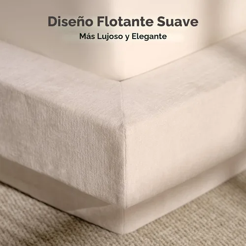 Vista 5 de RECCI AirFrame Cloud Queen - Base de cama tapizada con cabecera extra ancha, plataforma totalmente acolchada de espuma de 5 pulgadas, fácil montaje
