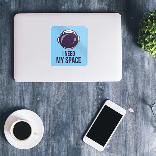 Vista 3 de Calcomanía de vinilo con texto en inglés "I Need My Space Astronaut Helmet Car Bumper