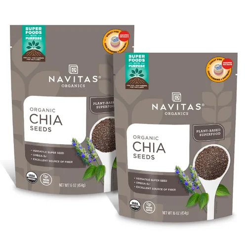 Vista 9 de Navitas Organics Semillas de chía - Para pudín de chía, batidos, horneado, ensaladas y más - Omega 3, fibra, minerales - USDA orgánico, sin OGM