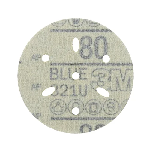 Vista 2 de 3M 3M-36142 Hookit disco abrasivo azul multi-agujero, 3" 80 Grado 50 discos, para aplicaciones de carrocería automática, preparación de pintura