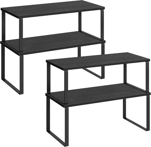 Vista 14 de SONGMICS Estante organizador de gabinete, juego de 4 estantes de encimera de cocina, almacenamiento de cocina, estante de especias, apilable