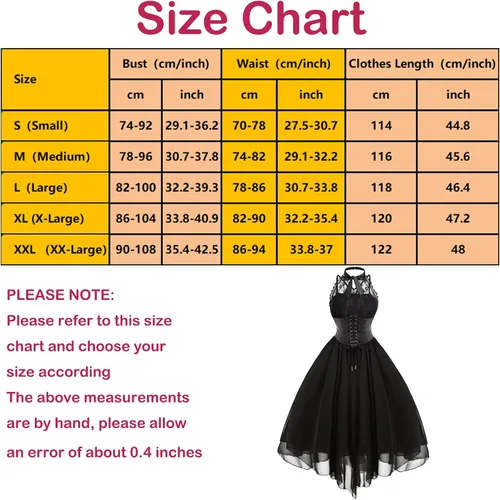 Vista 2 de Yevin Vestido gótico renacentista de corsé, disfraz de vampiro, ropa gótica para mujer (negro)