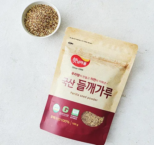 Vista 4 de Semilla de perilla coreana en polvo (Deulkkae Garu), semillas de perilla tostadas, sabor a nuez, ingrediente de cocina coreano, 3.53 oz (3.53 onzas)