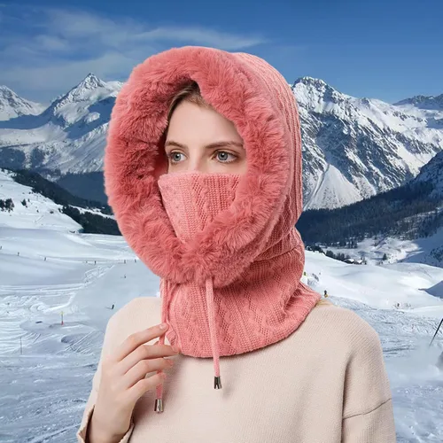 Vista 37 de HUAMULAN Gorro de invierno de una pieza para mujer, pasamontañas de forro polar, pasamontañas, máscara facial, bufanda, orejeras, esquí, nieve