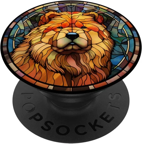 Vista 6 de Chow Chow Dog Stained Glass Leadlight Artistic Design PopSockets MagSafe PopGrip for iPhone