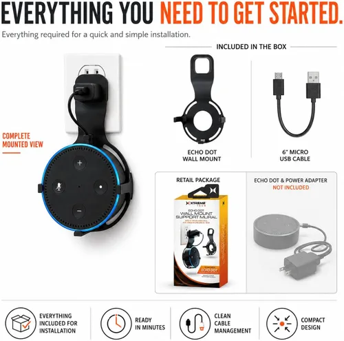 Vista 5 de Xtreme - Soporte de pared para el Echo Dot, soporte de toma de pared