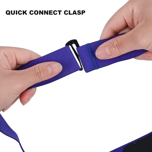 Vista 5 de Paquete de 2 correas de pecho de repuesto para monitor de frecuencia cardíaca grande (azul marino y gris), correa de pecho ajustable suave