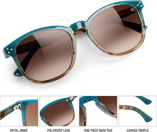 Vista 4 de Bircenpro Gafas de sol polarizadas para mujer con protección UV - Persianas grandes de moda con marco de acetato BC2110