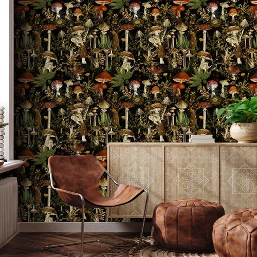 Vista 7 de Jeweluck Papel tapiz floral para despegar y pegar, papel de contacto de hongos, 17.7 pulgadas x 24.2 pies, papel tapiz extraíble de flores, vinilo