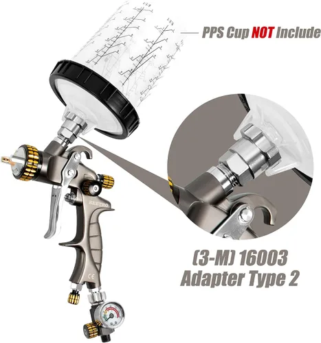 Vista 6 de BEETRO HVLP Pistola de pulverización de aire de 0.055 in, boquilla de 33.8 fl oz de capacidad 14.5CFM 30-43psi con 11 filtros, 10 filtros de 190M