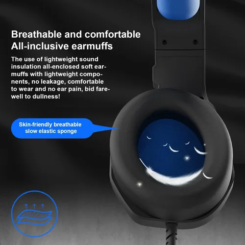Vista 5 de Anivia MH602 - Auriculares para juegos para PC, PS5, PS4, Nintendo, Xbox One Mac, auriculares estéreo con cable con micrófono de cancelación
