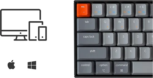 Vista 4 de Keychron Teclado mecánico inalámbrico K6 Bluetooth 51 con interruptor azul Gateron G Pro retroiluminación LED batería recargable teclado compacto