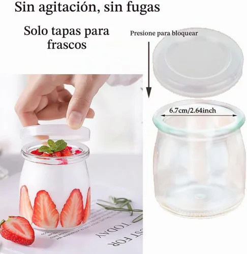 Vista 4 de 15 tapas para tarros de yogur, plástico transparente, reutilizables, polipropileno sin BPA, parte superior de rosca, transparentes, redondas, aptas