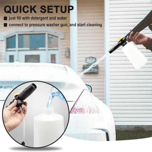 Vista 7 de Cañón de espuma FJ6, compatible con lavadoras a presión Kar-Cher K1-K7, tanque de 27.6 fl oz, boquilla de pulverización ajustable, para automóviles