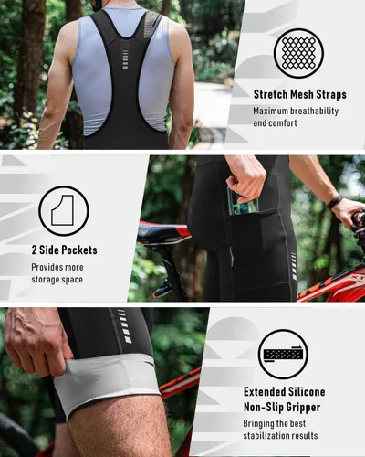 Vista 3 de Przewalski Culotte corto con bolsillos para teléfono, con acolchado 4D, transpirable, para ciclismo